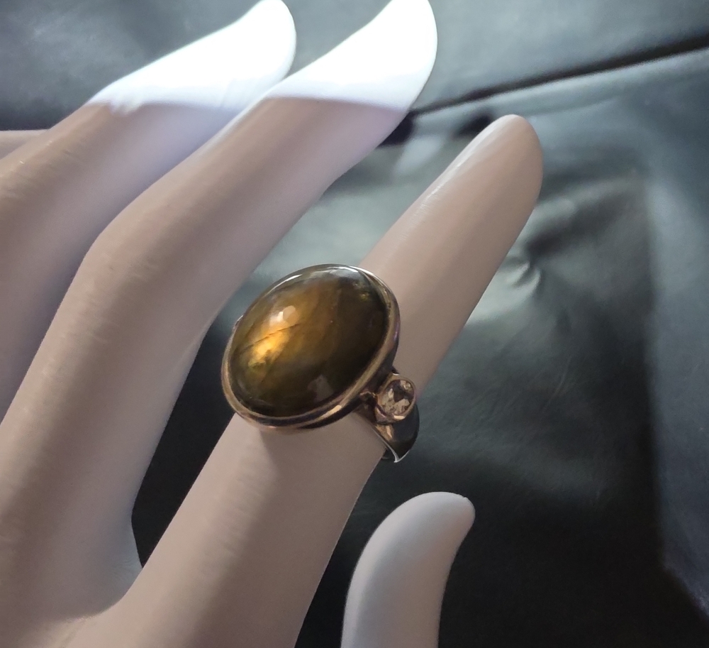 Sterling Silver Labradorite Statement Ring With Topaz
